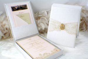 Vintage box wedding invitation